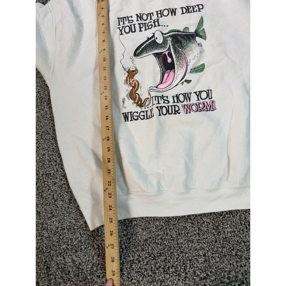 Vintage 90s Fishing Comedy Sweatshirt Men's Size XL White - Picture 8 of 8